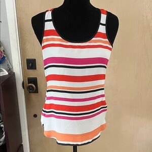 Pink and orange striped tank top XS